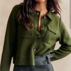 Sézane Betty Cardigan in Perfect Green